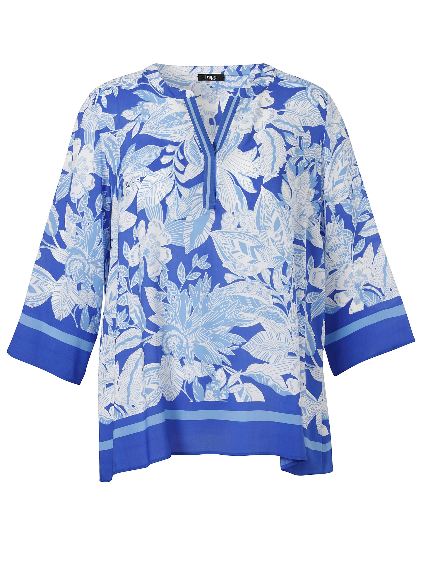 Bluse V-Ausschnitt 3/4 Arm Druck