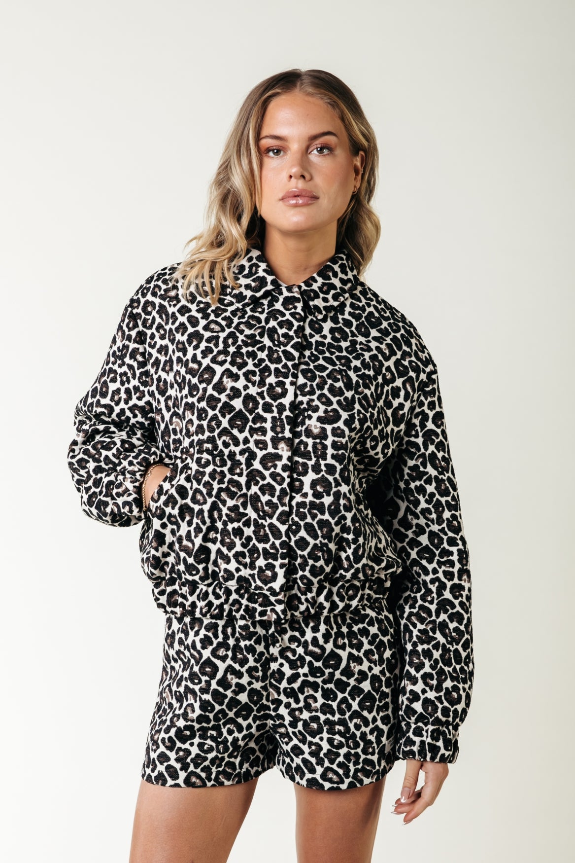 Bente Leopard Jacquard Bomber Jacket