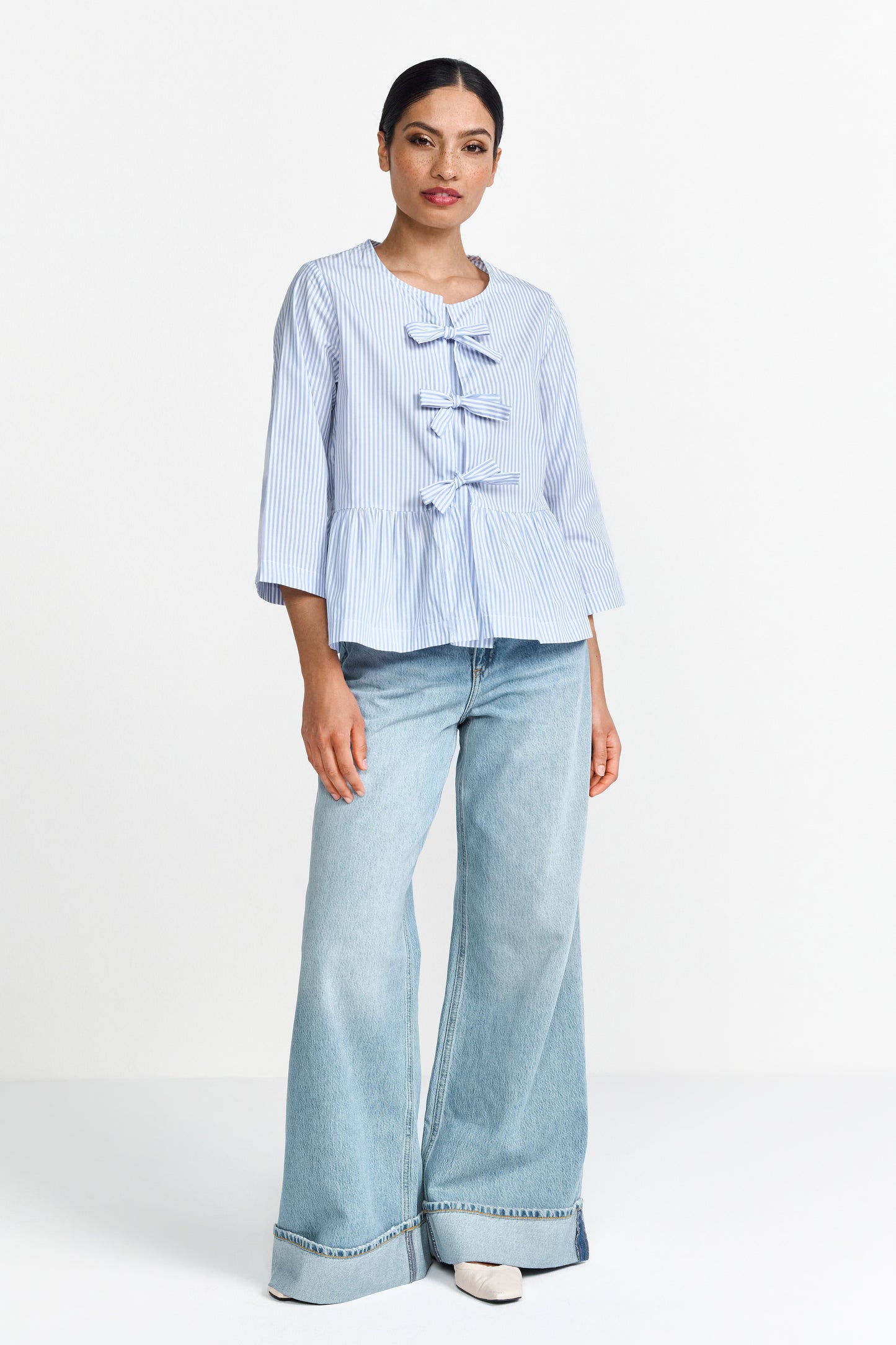 Striped blouse with bow