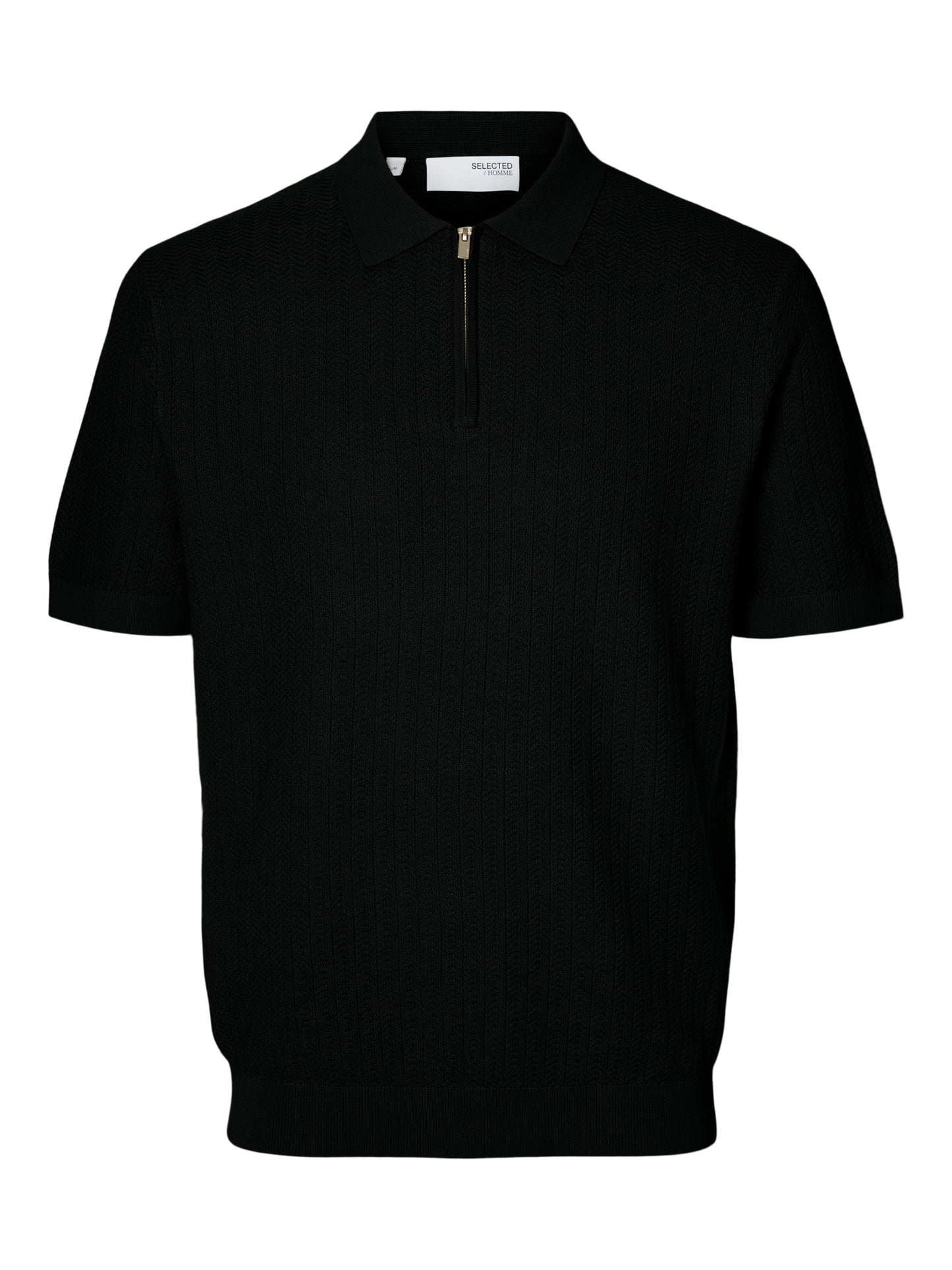 SLHCRAN SS KNIT STRUCTURE HALF ZIP POLO