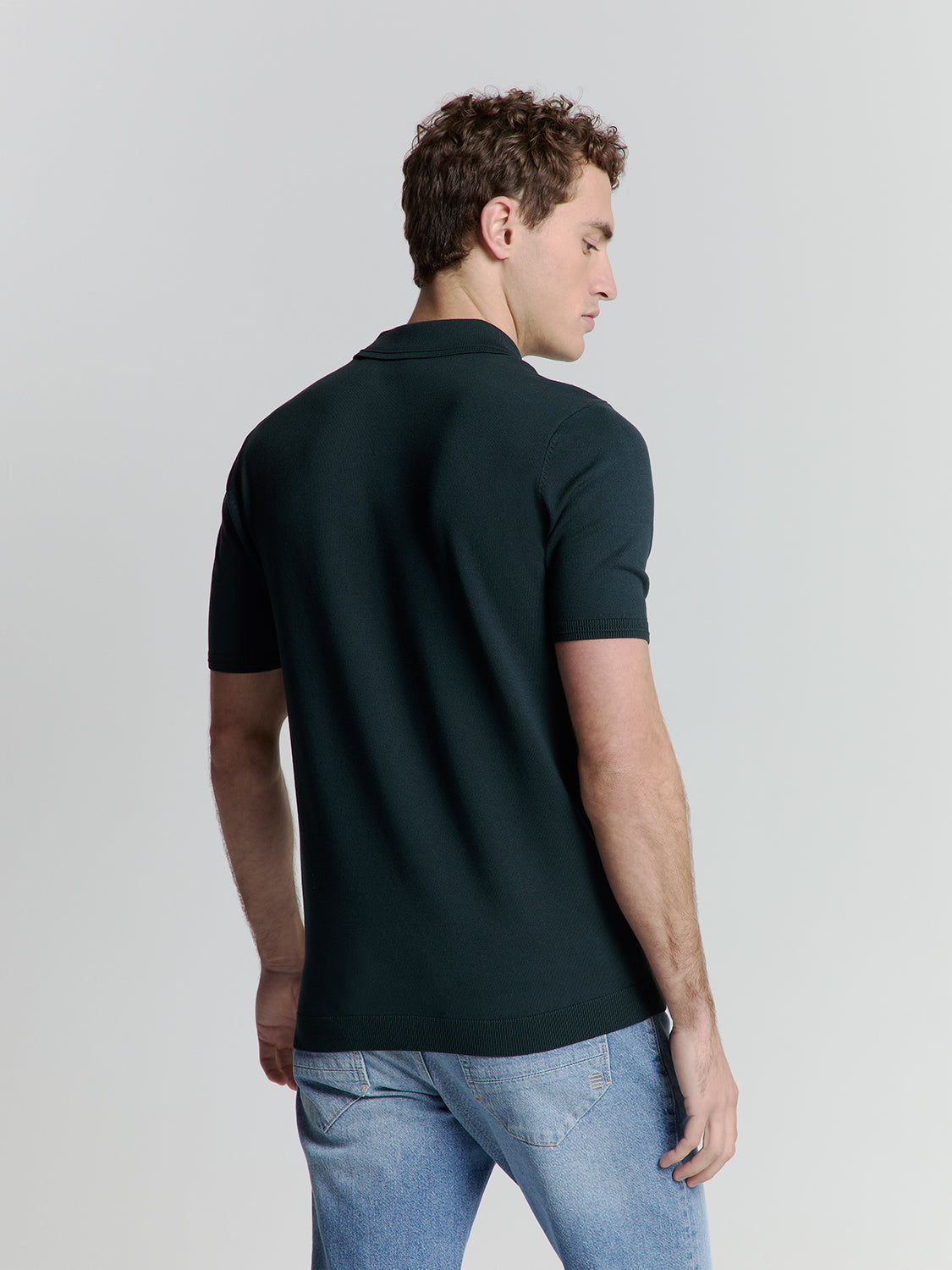 Pullover Short Sleeve Polo Button Solid