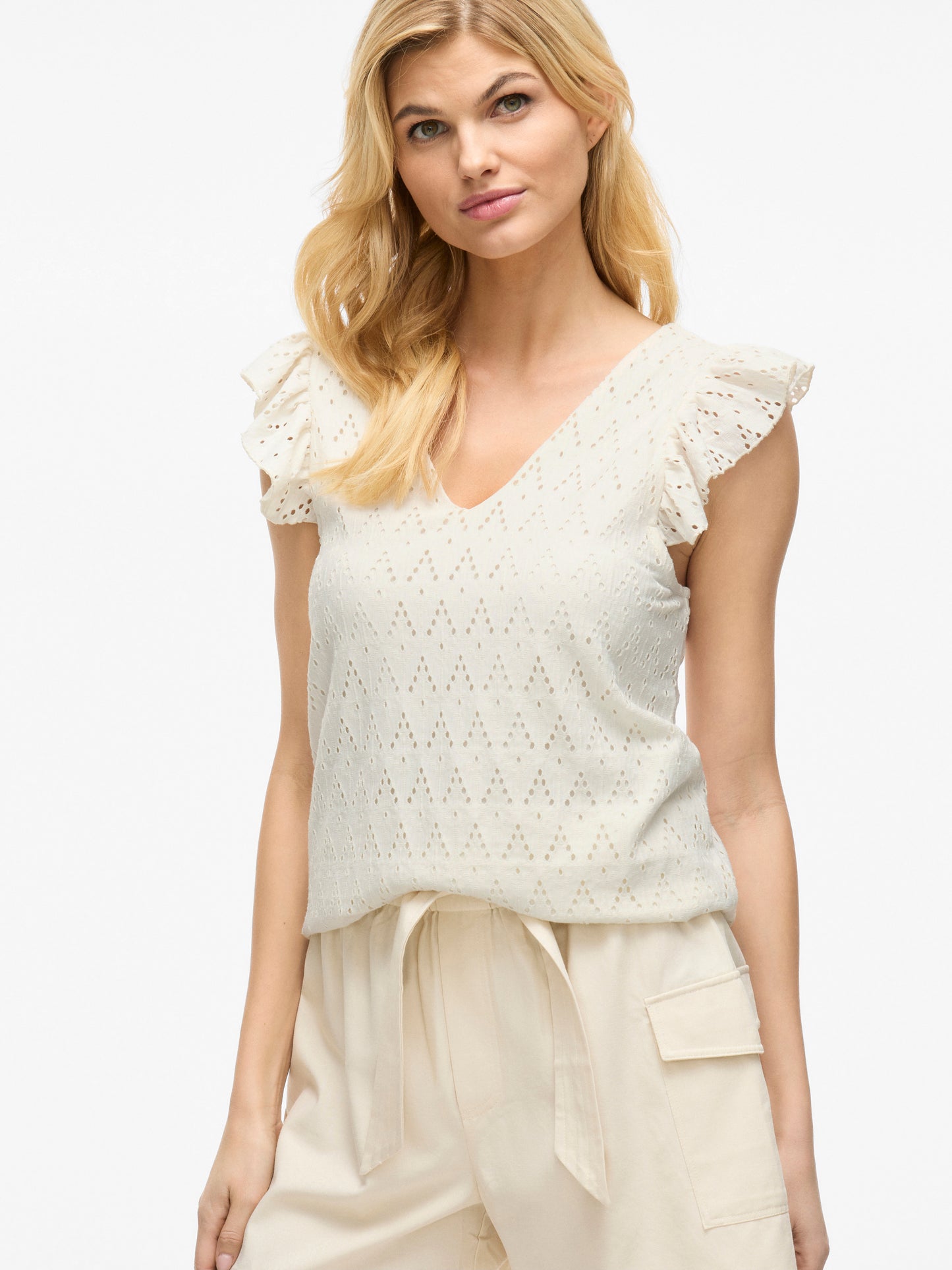 VIAMALINA V-NECK C/S TOP/PB