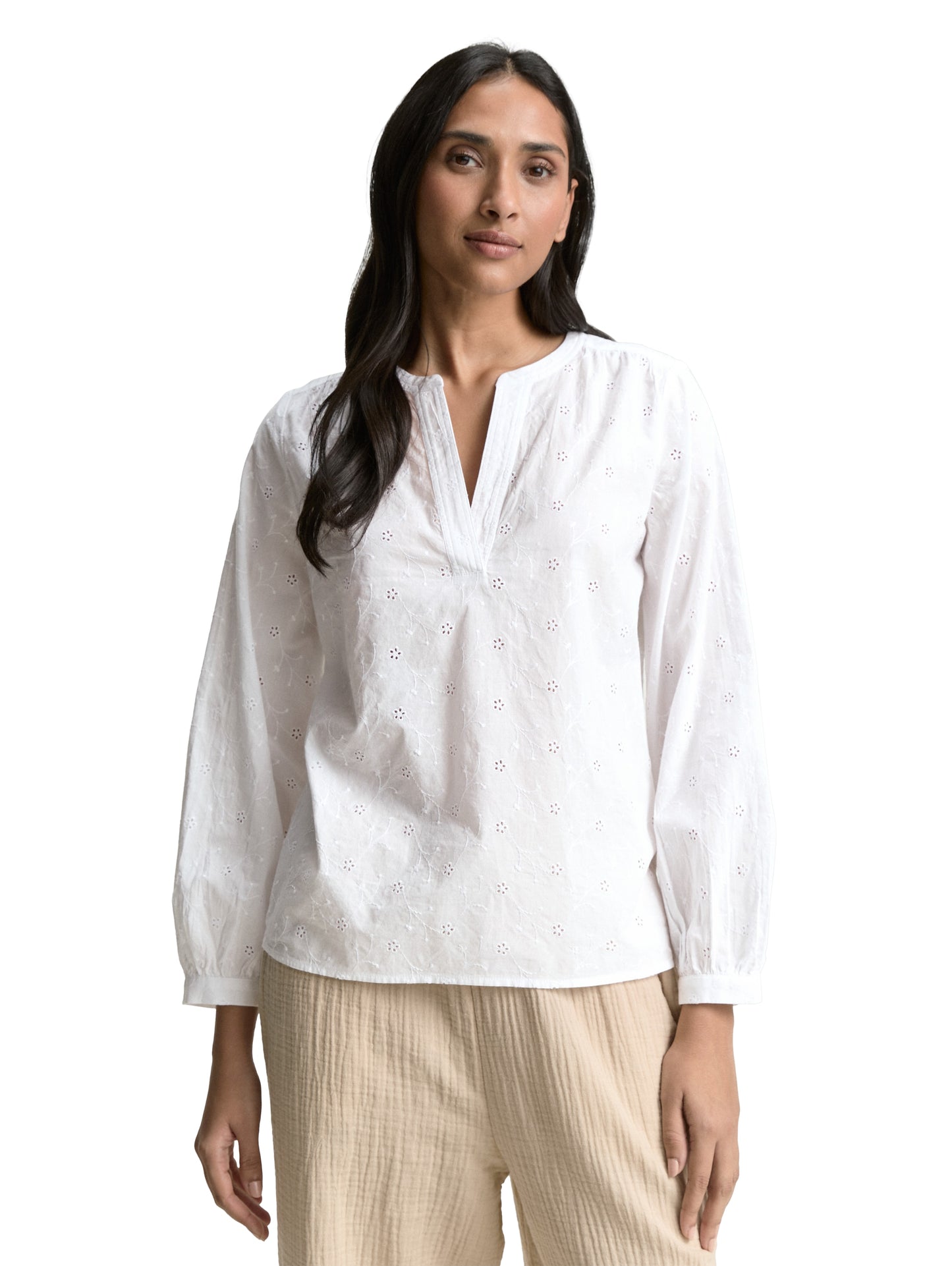 Bluse mit Lochstickerei