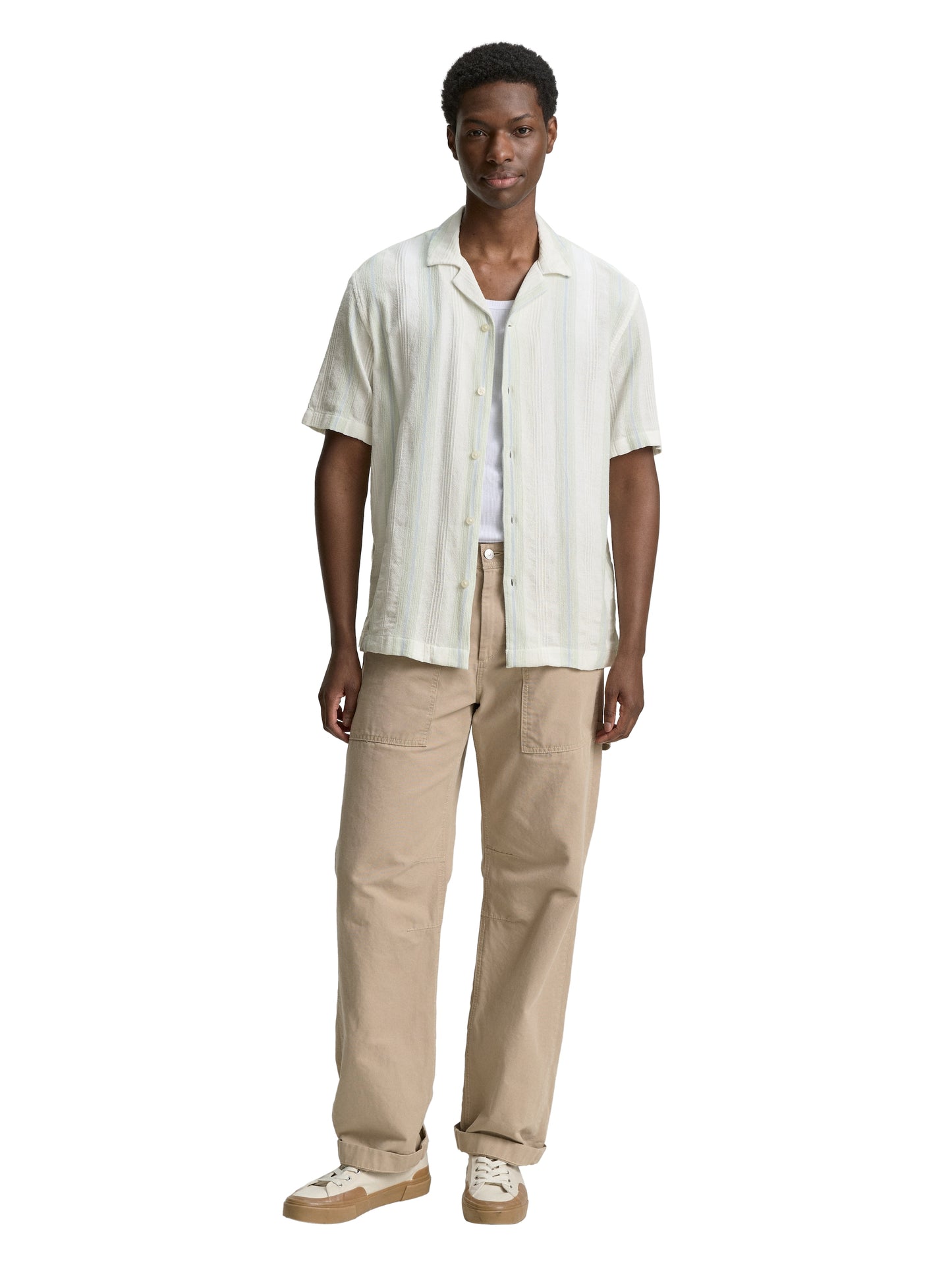 Relaxed Fit Kurzarmhemd mit Streifenmuster