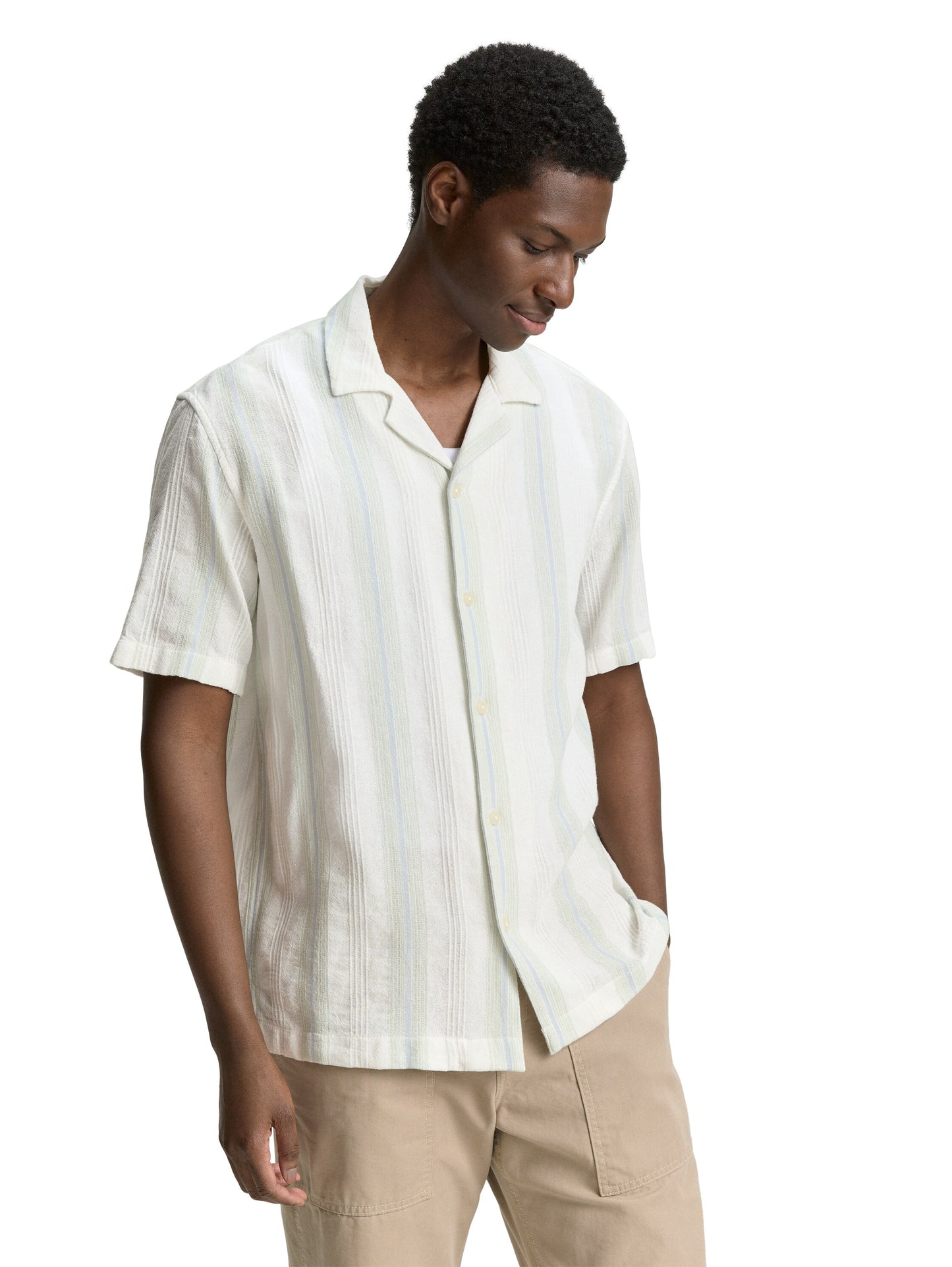 Relaxed Fit Kurzarmhemd mit Streifenmuster