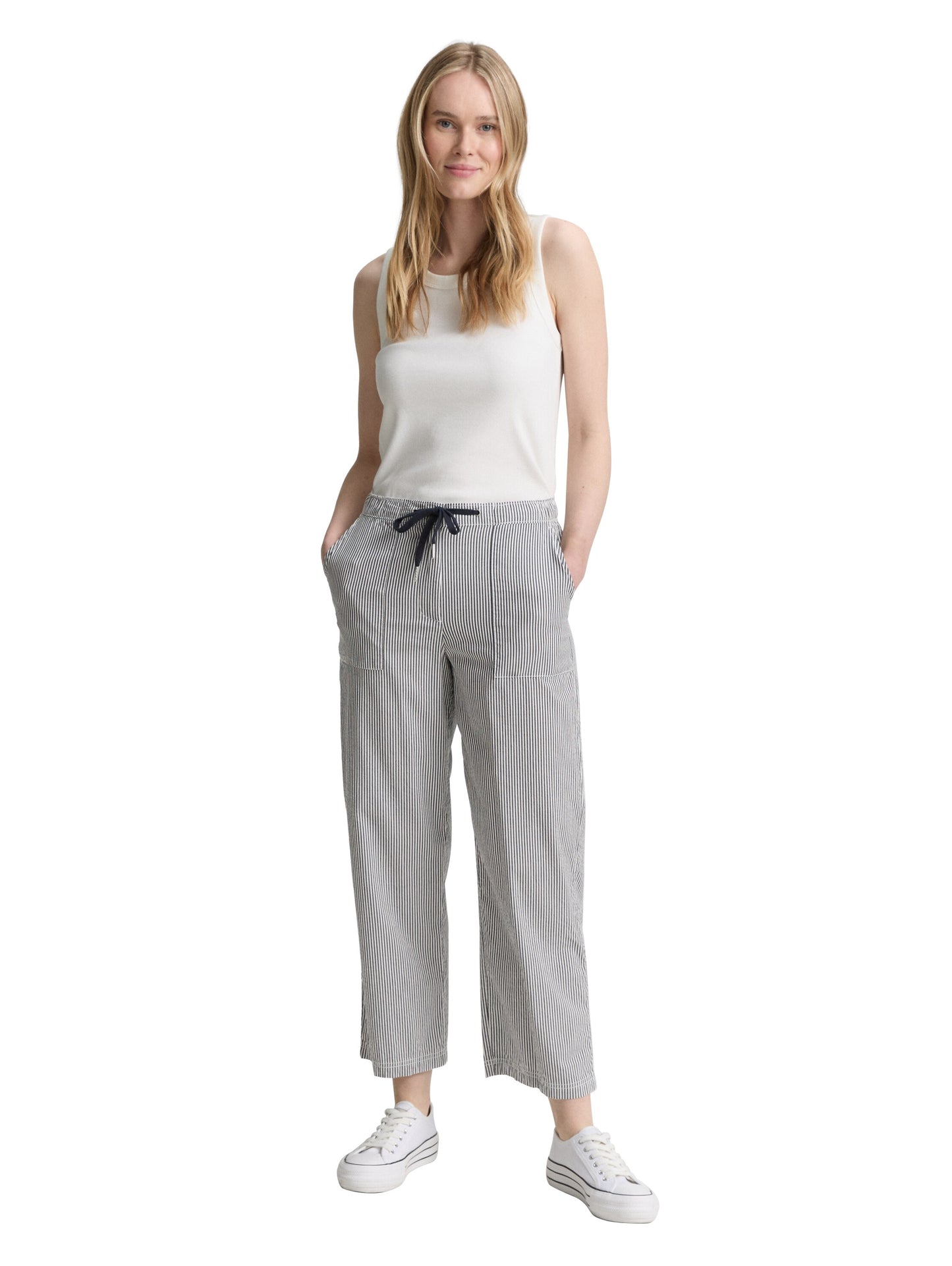 Seersucker Culotte Hose mit Kordelzug