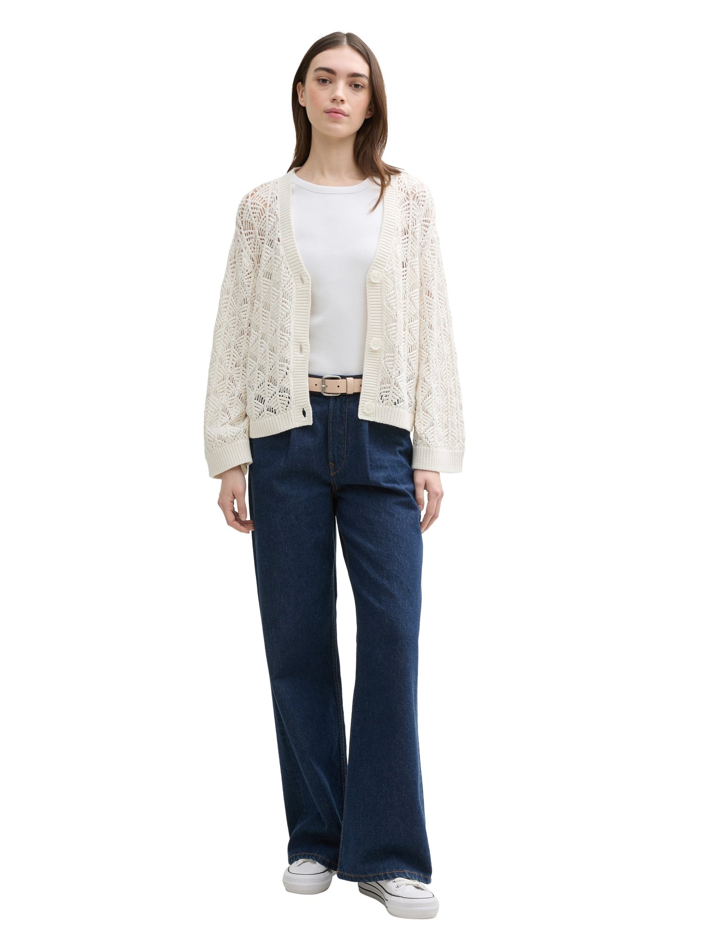 Relaxed Fit Cardigan mit Lochmuster