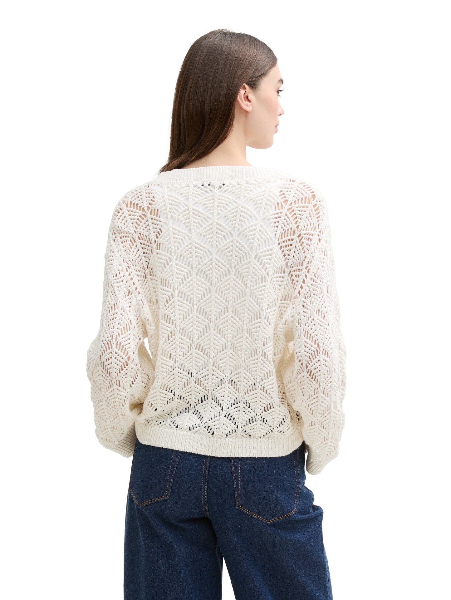 Relaxed Fit Cardigan mit Lochmuster
