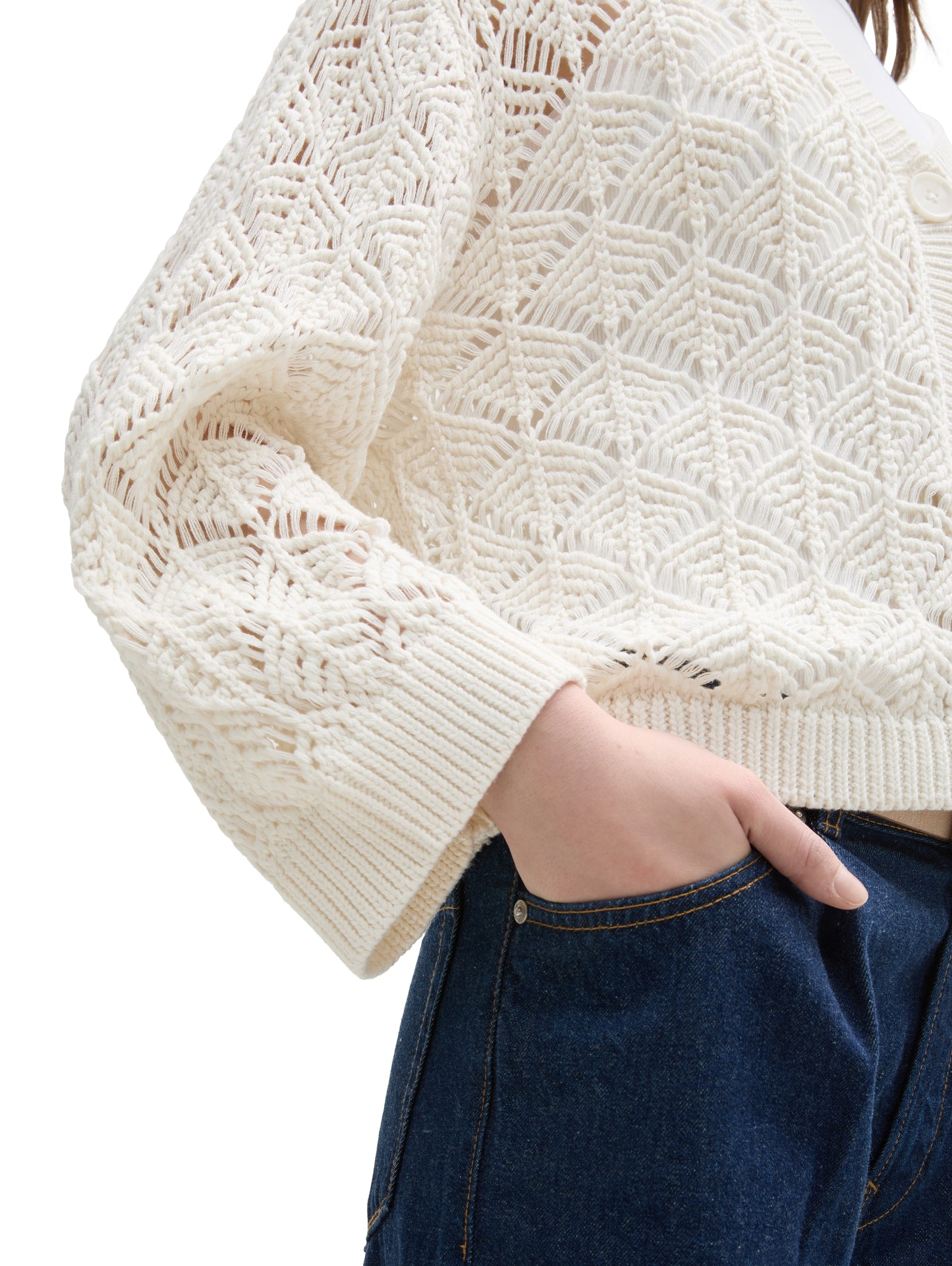 Relaxed Fit Cardigan mit Lochmuster