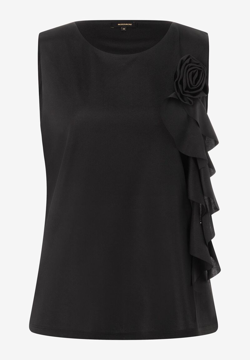 Top mit Blumenbrosche schwarz Sommer-Kollektion
