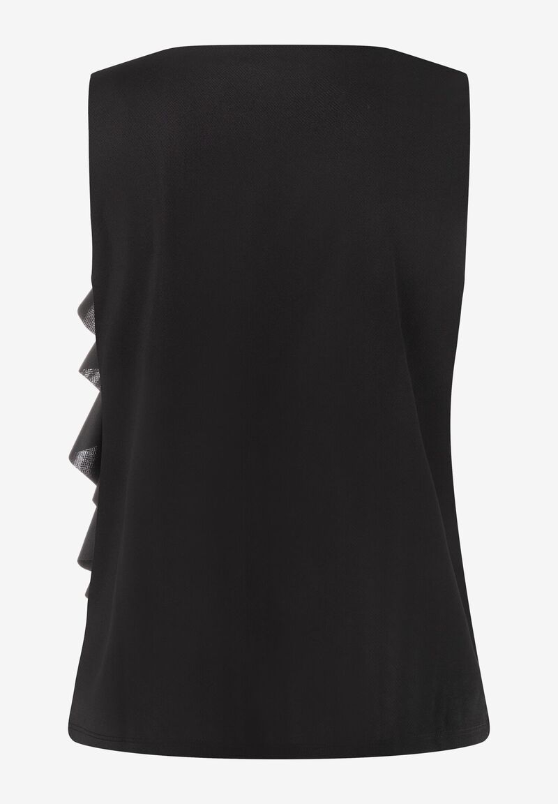 Top mit Blumenbrosche schwarz Sommer-Kollektion