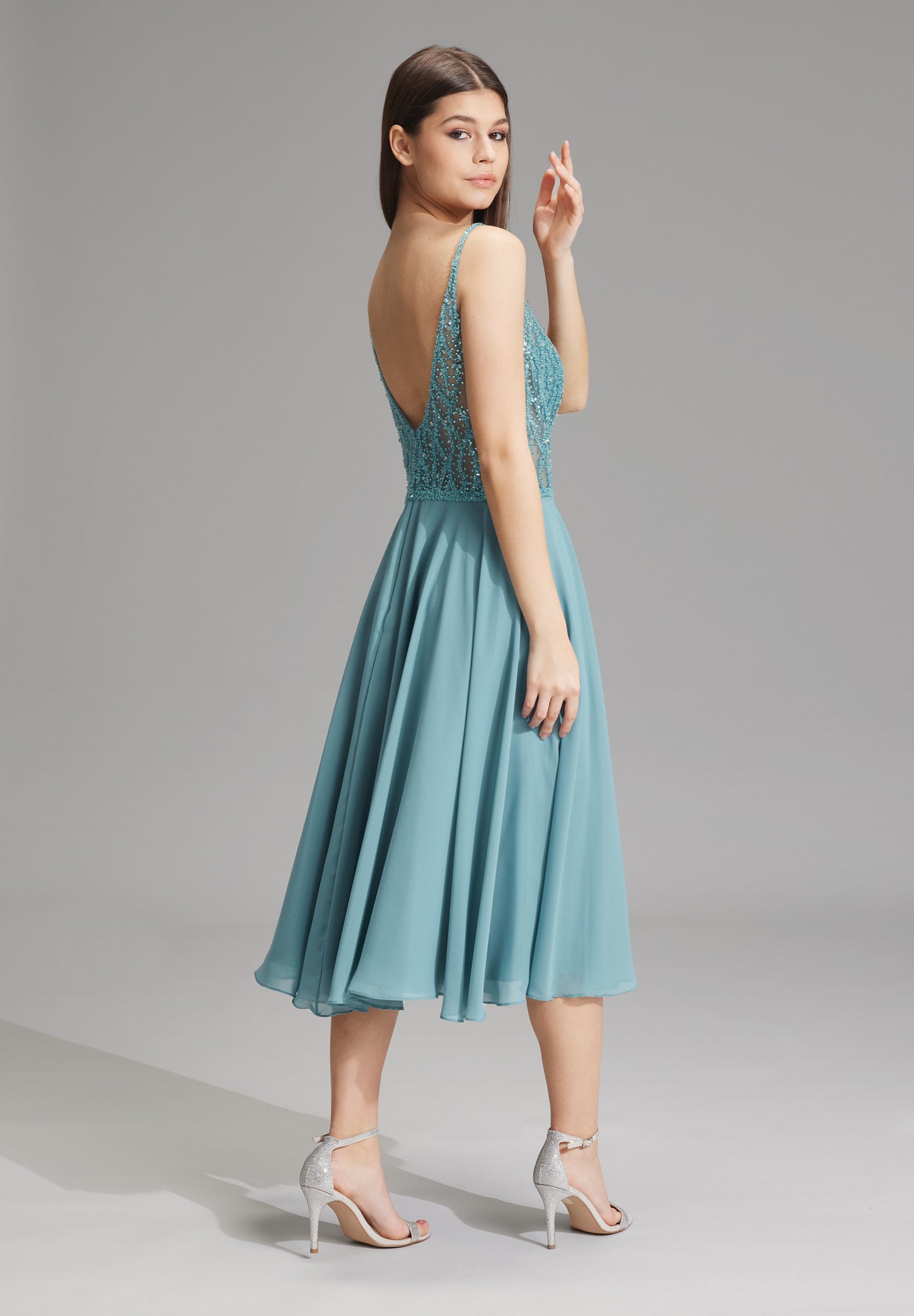 Cocktailkleid aus Materialmix