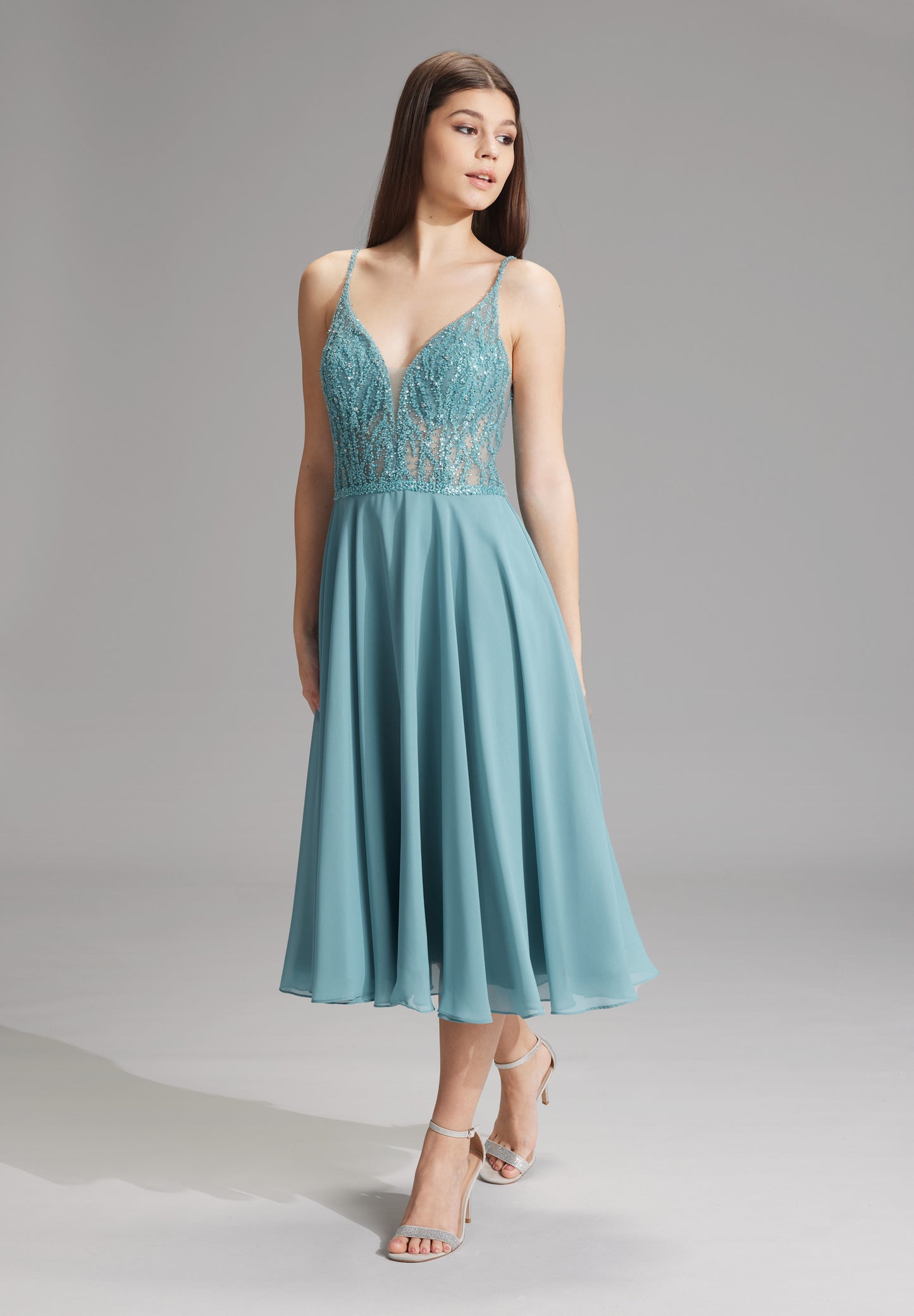 Cocktailkleid aus Materialmix