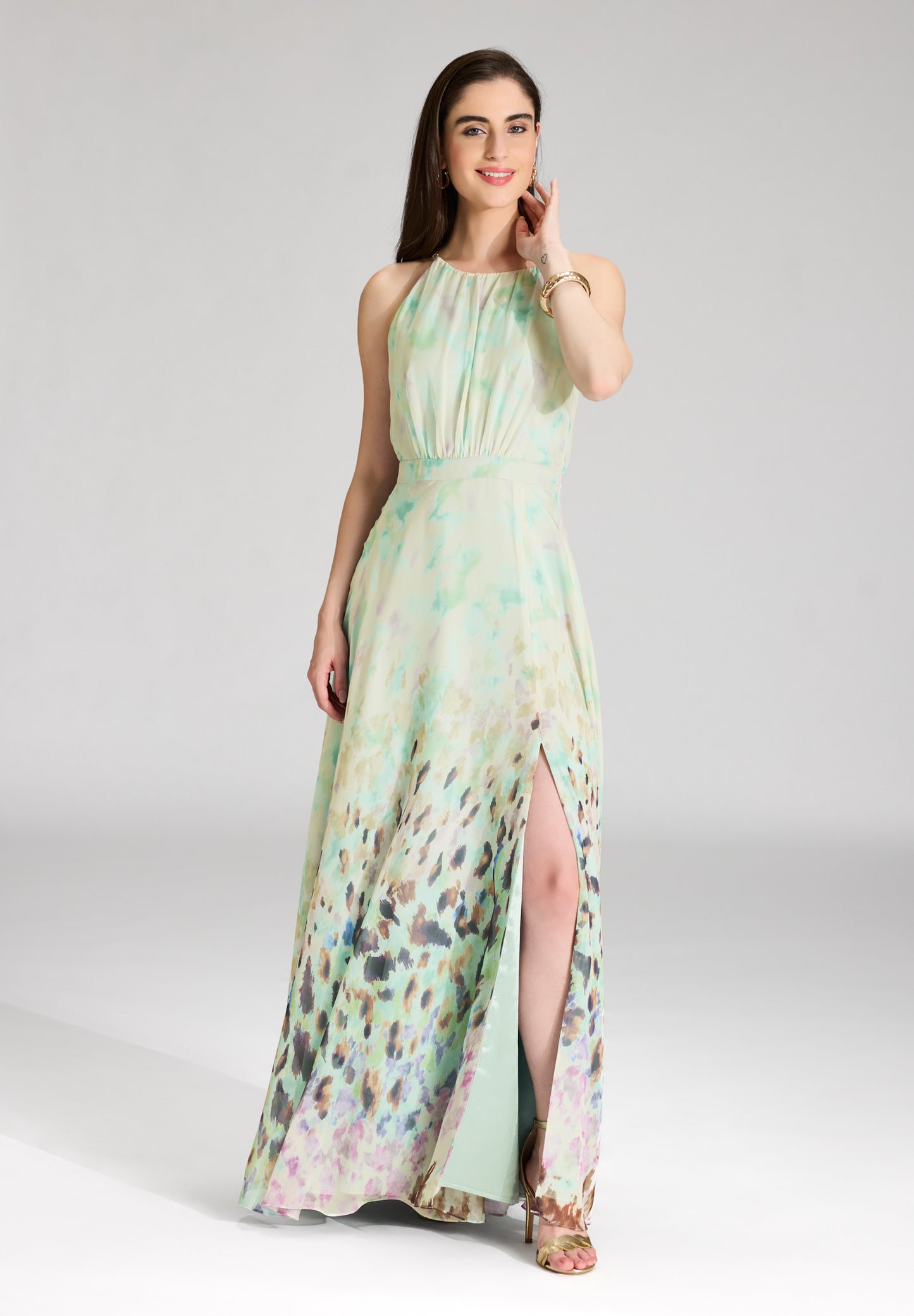 Abendkleid aus Chiffon mit Animal Print