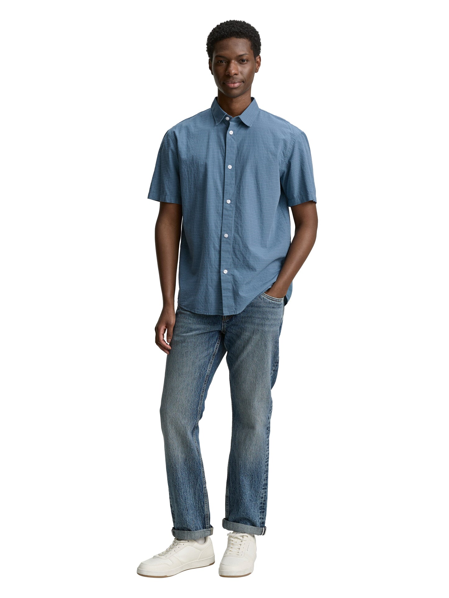 Relaxed Fit Kurzarmhemd mit Struktur