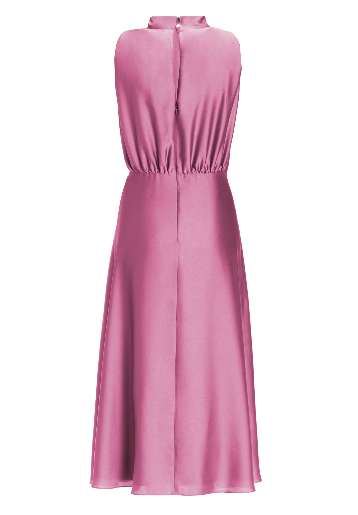 Midi Kleid aus nachhaltigem Satin mit Drapierung am Kragen