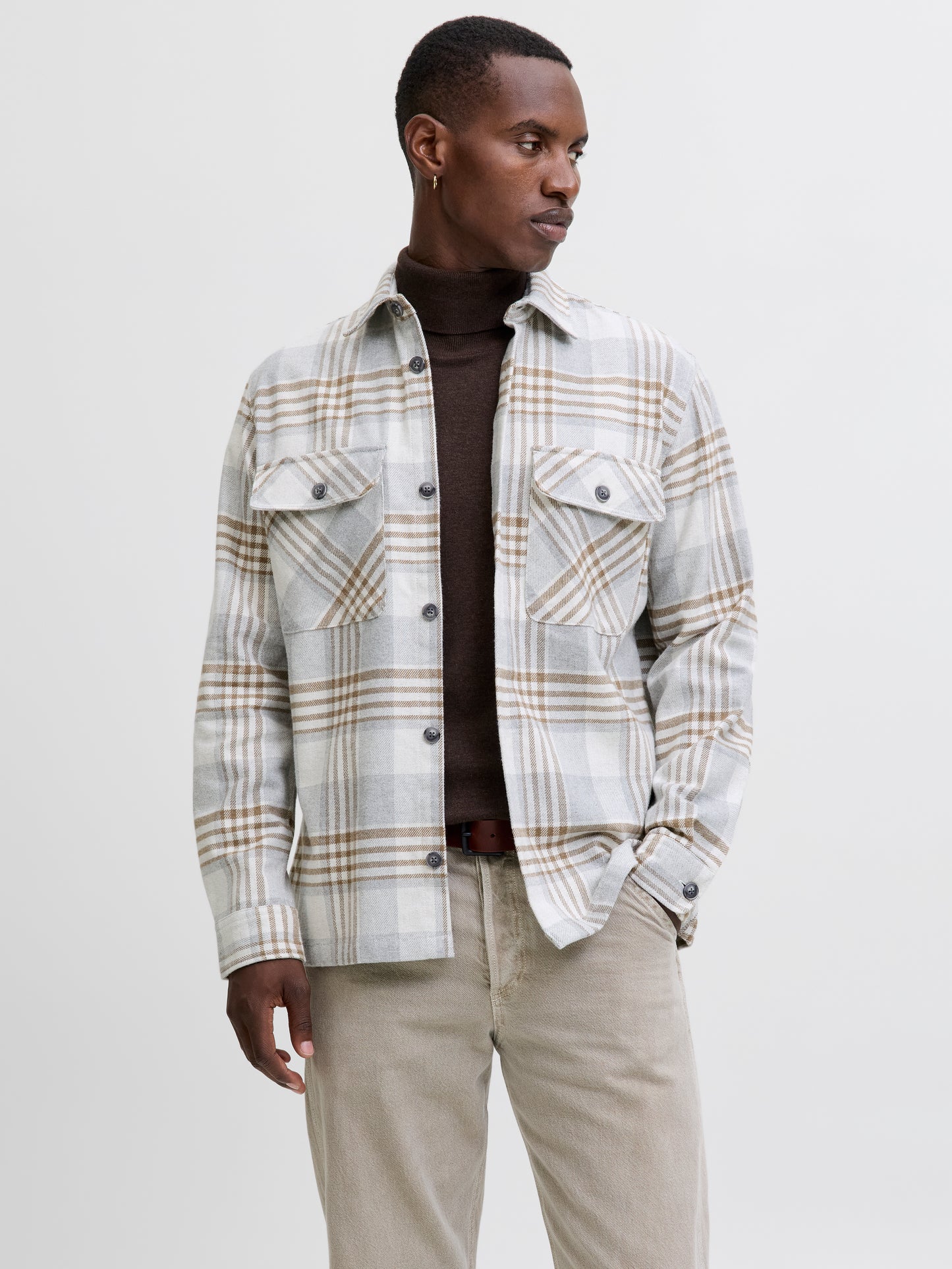 JPRRAYLE MELANGE CHECK L/S OVERSHIRT SN