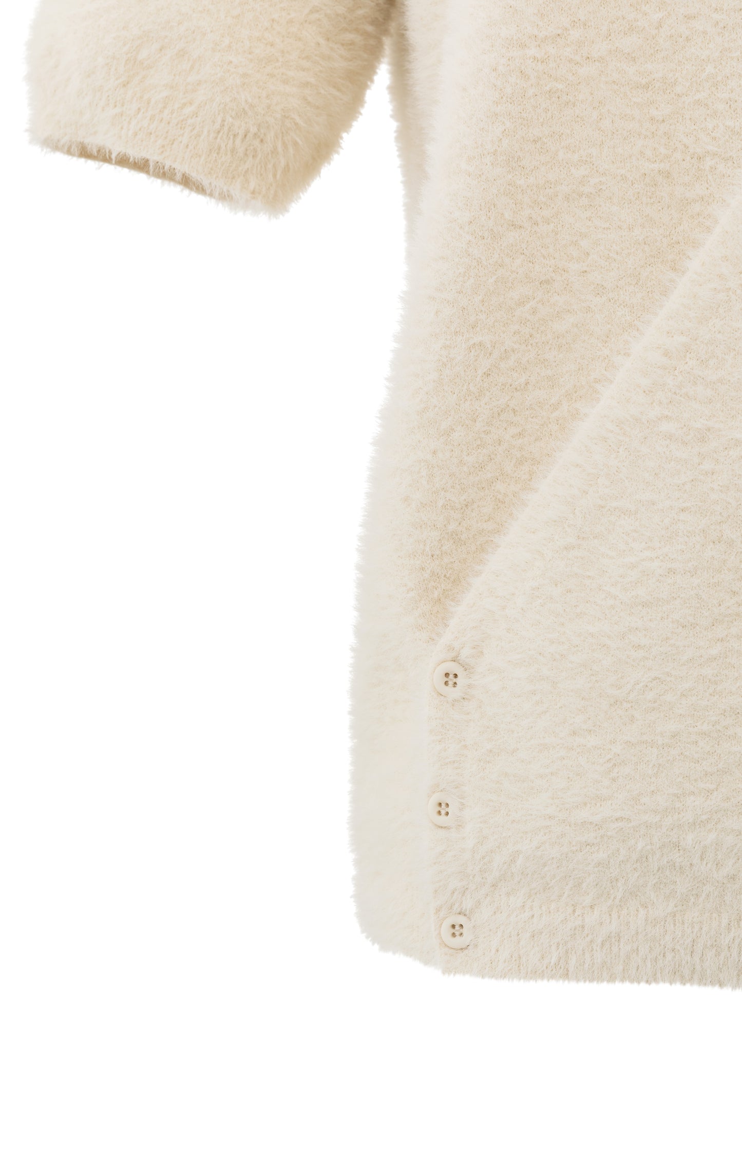 Fluffy cardigan overlaping ss, CHALK WHITE