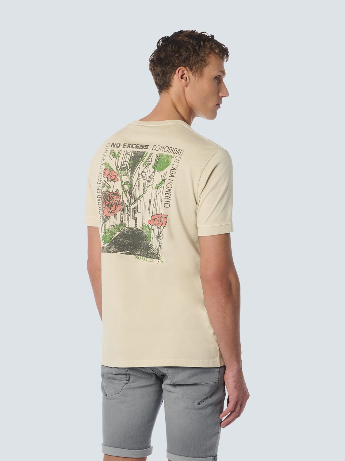 T-Shirt Crewneck Placed Prints Garment Dyed Slub