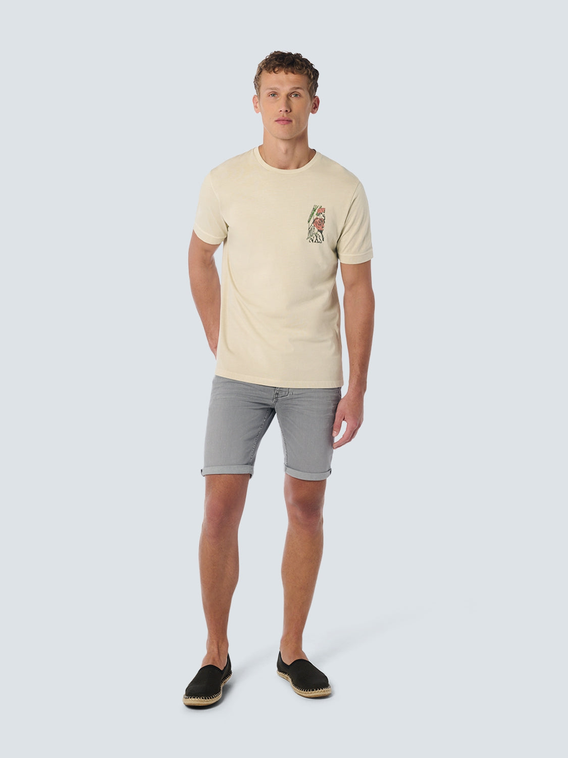 T-Shirt Crewneck Placed Prints Garment Dyed Slub