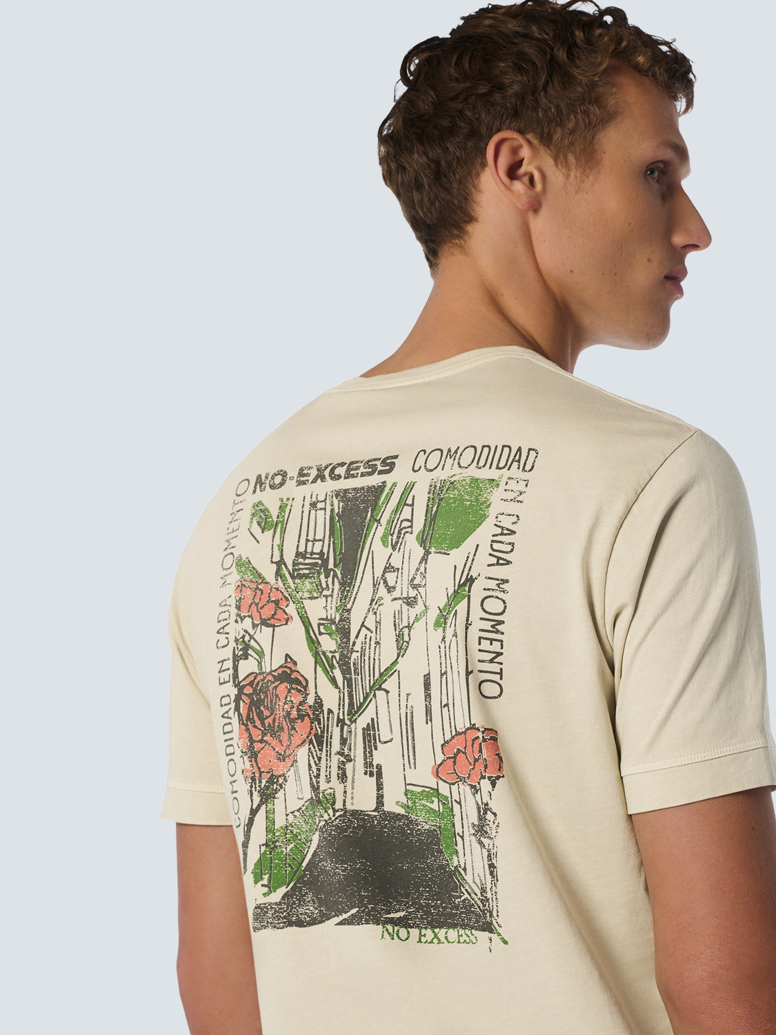T-Shirt Crewneck Placed Prints Garment Dyed Slub