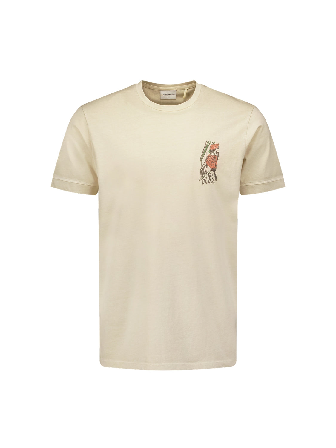 T-Shirt Crewneck Placed Prints Garment Dyed Slub