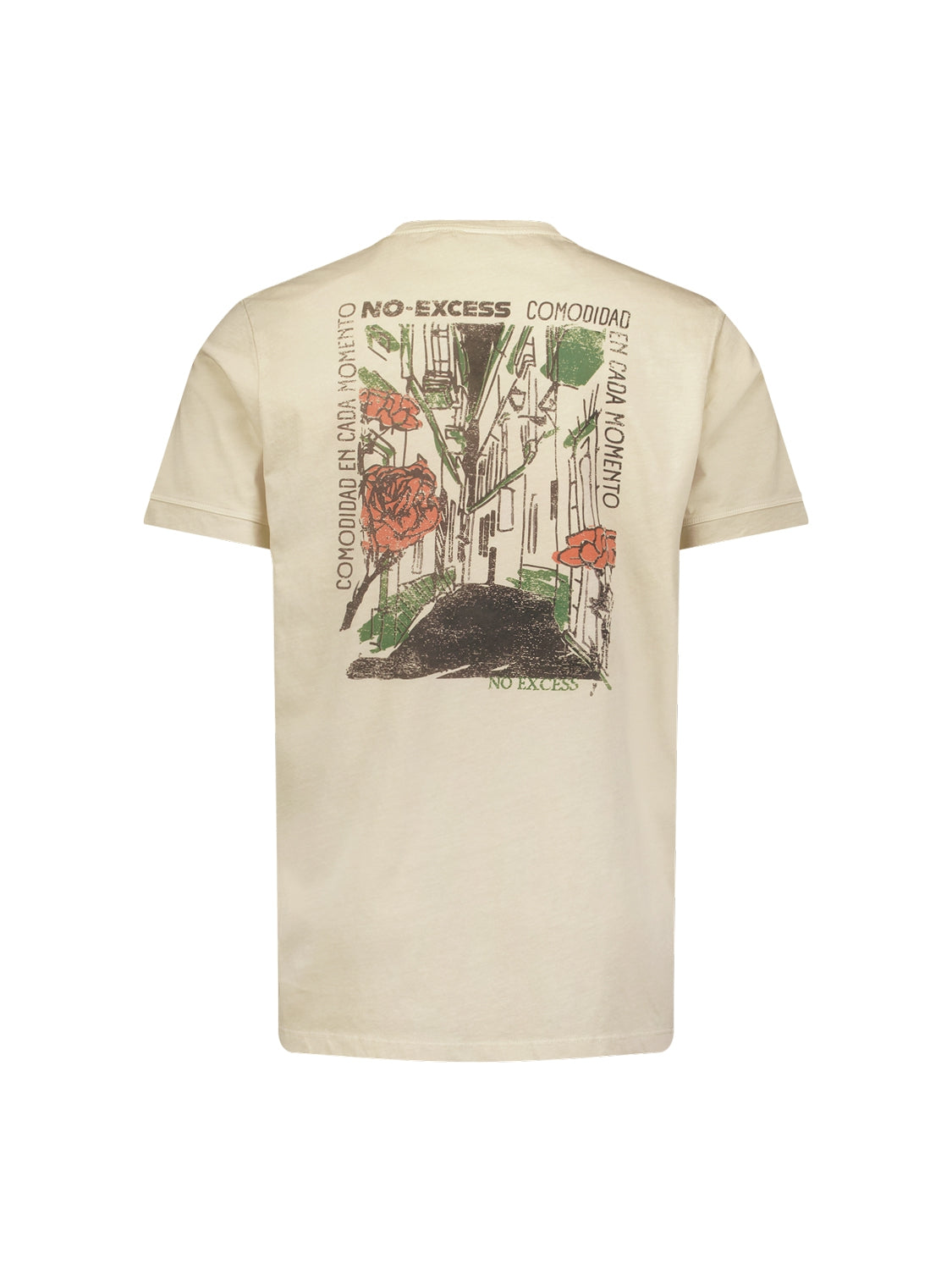 T-Shirt Crewneck Placed Prints Garment Dyed Slub
