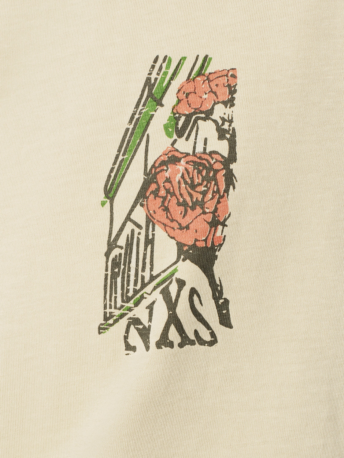 T-Shirt Crewneck Placed Prints Garment Dyed Slub