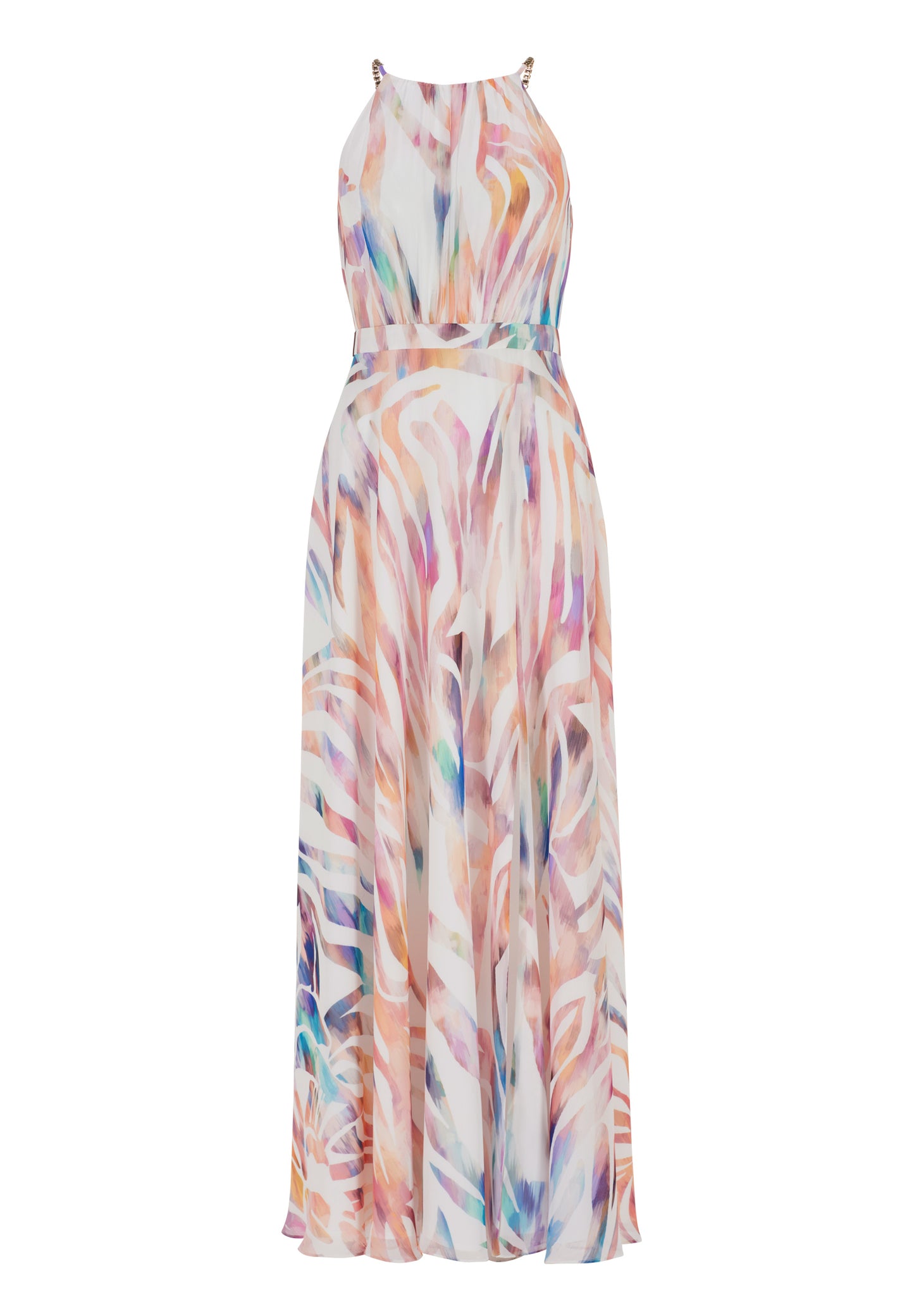 Abendkleid aus Crinkle Chiffon mit Animal Print