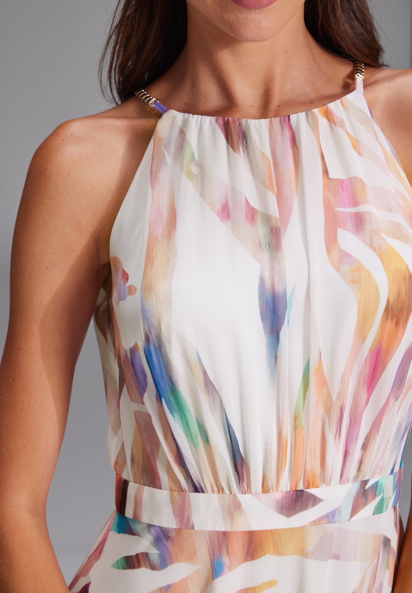 Abendkleid aus Crinkle Chiffon mit Animal Print