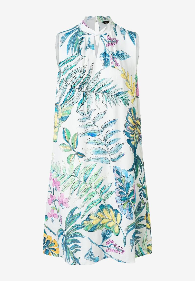 Satinkleid Blätterprint Sommer-Kollektion