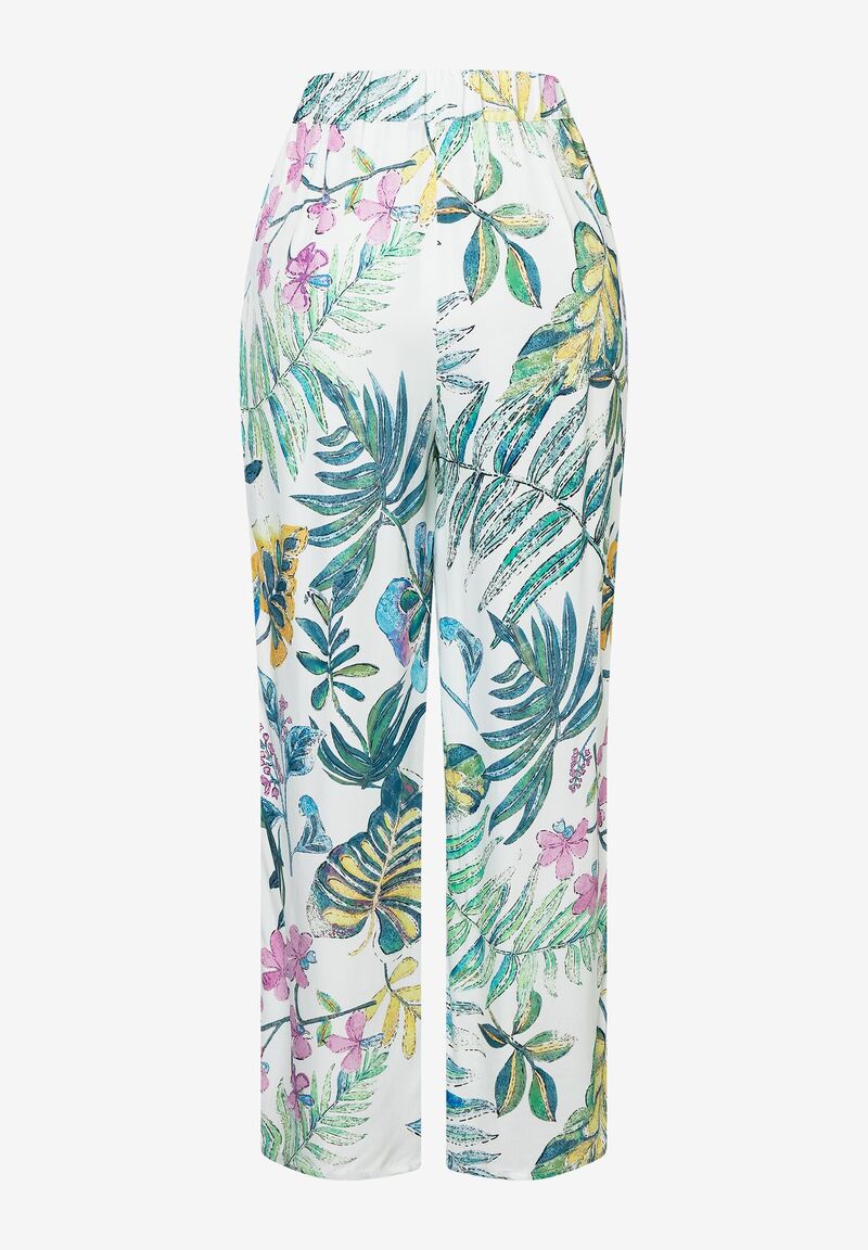 Satinhose Blätterprint Sommer-Kollektion