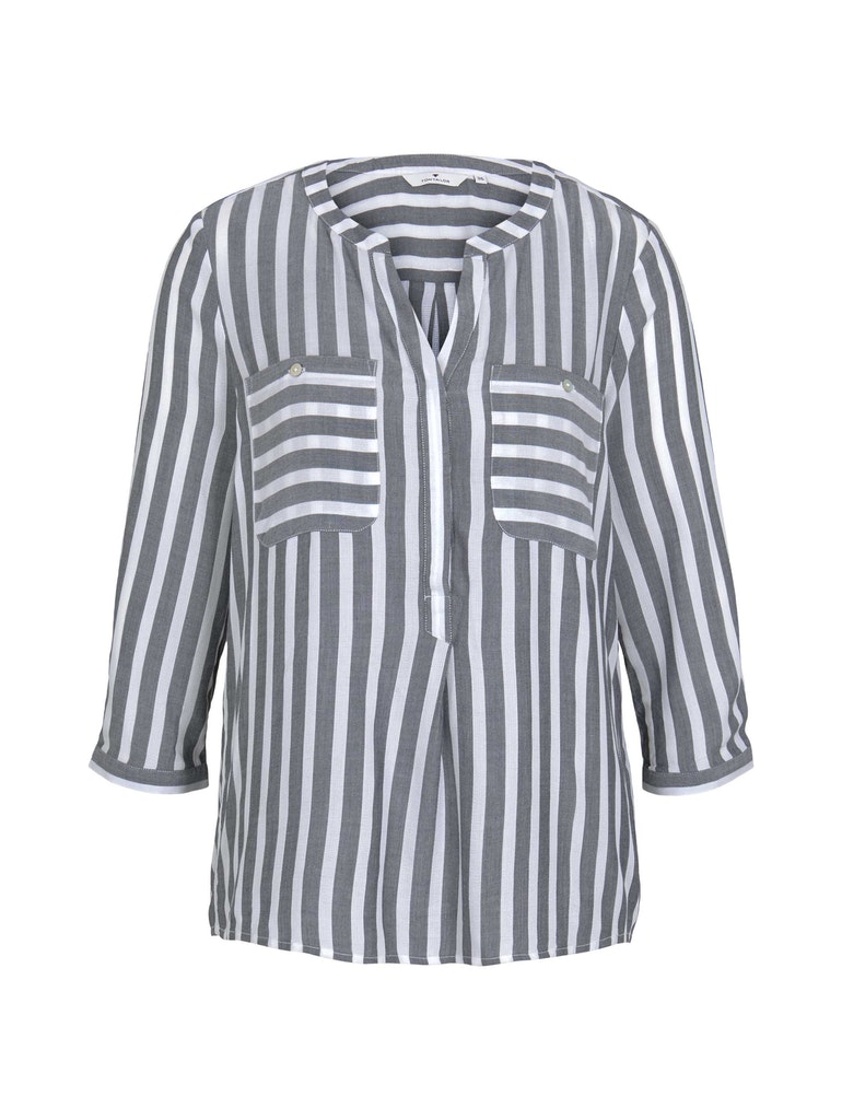 blouse striped, offwhite navy vertical stripe