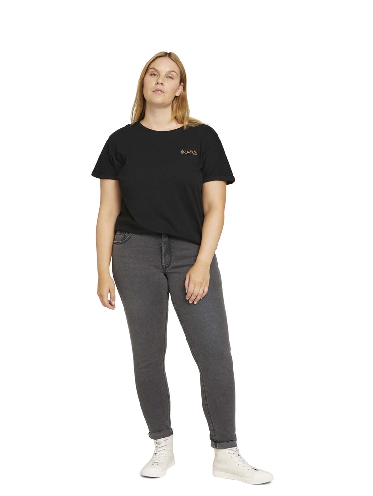 denim skinny dark used look, dark stone black denim