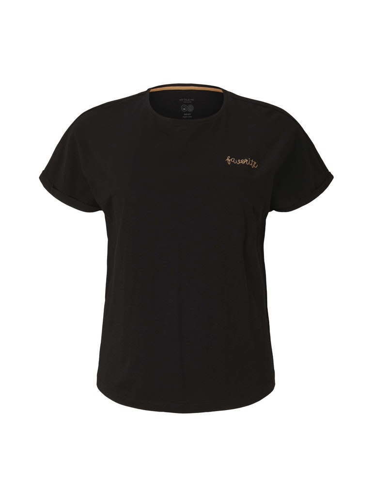 T-shirt chest embroidery, deep black