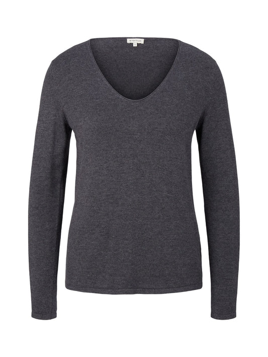 sweater basic v-neck, evident anthracite melange