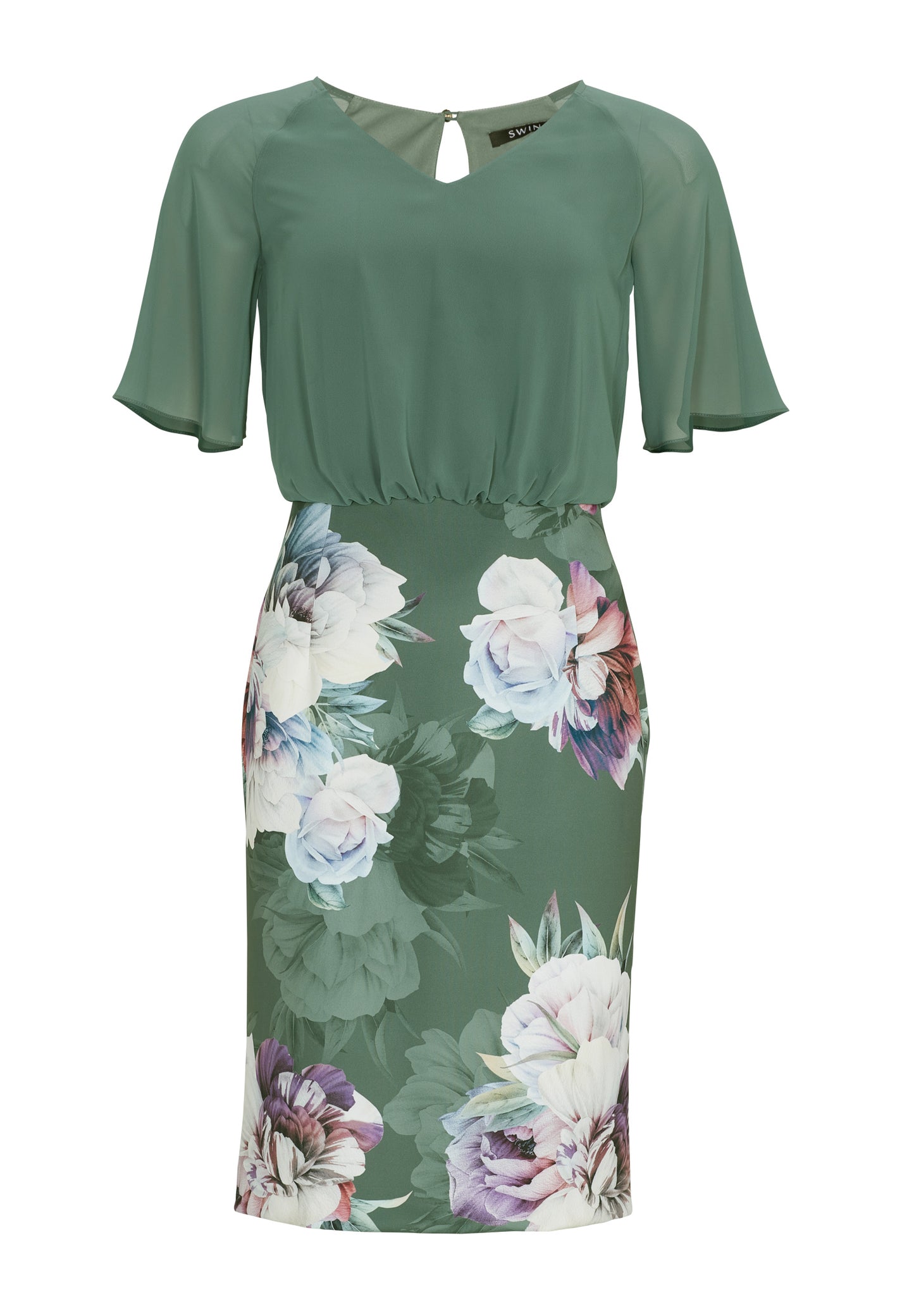 Cocktailkleid aus Material-Mix