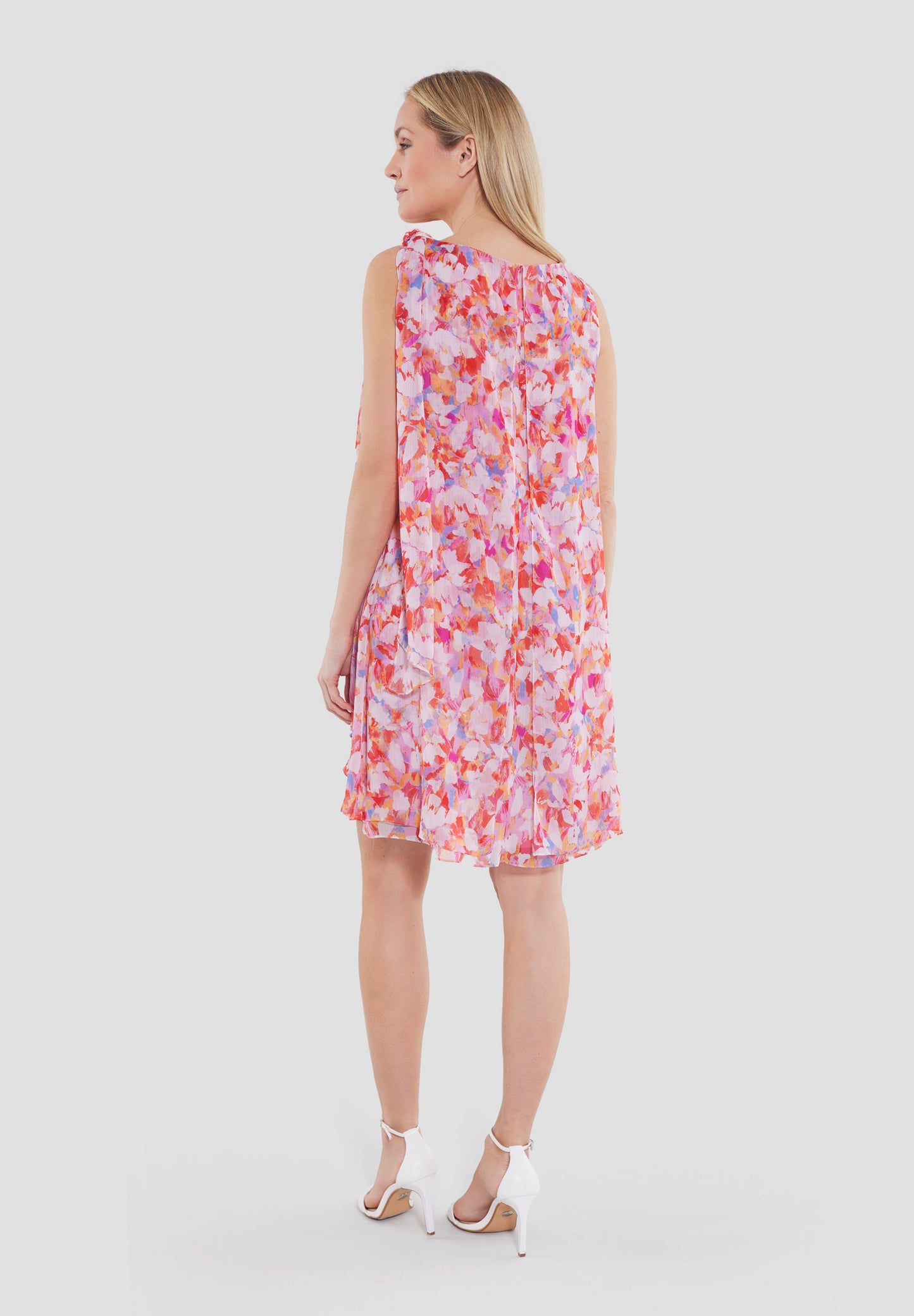 Cocktailkleid aus bedrucktem Crincle Chiffon