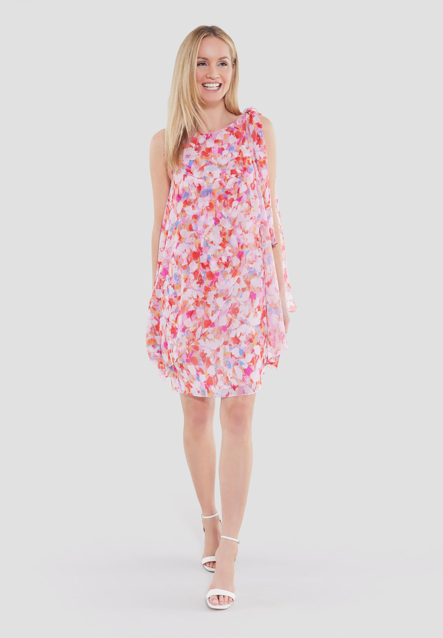 Cocktailkleid aus bedrucktem Crincle Chiffon