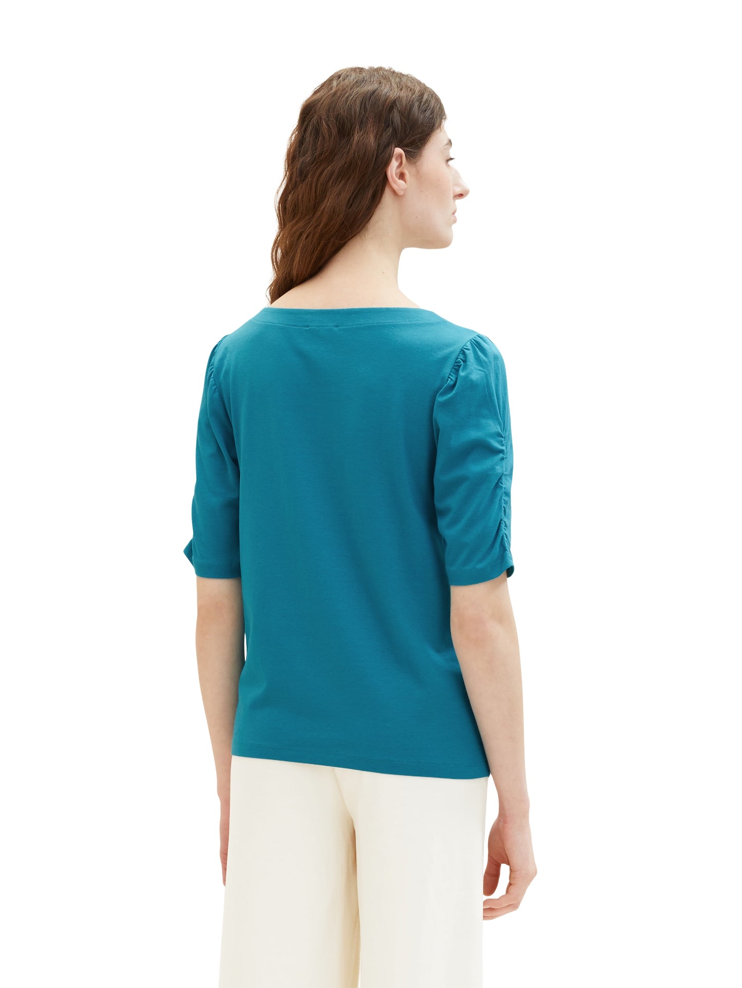 Halbarm-Shirt mit Raffung