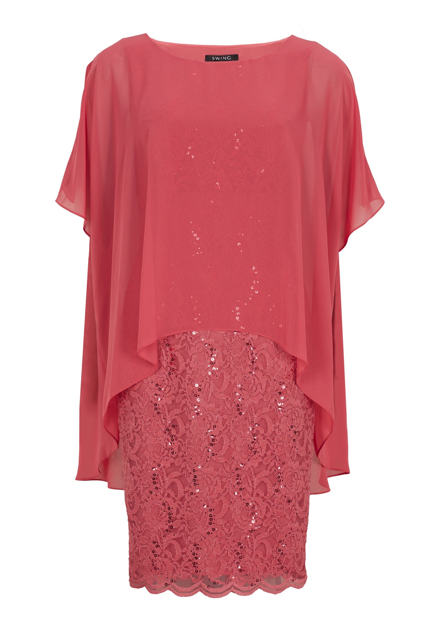 Cocktailkleid aus Spitze mit Überwurf