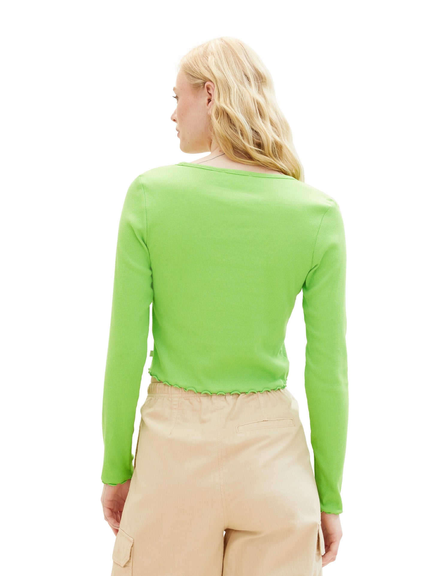 Cropped Langarmshirt mit Rippstruktur
