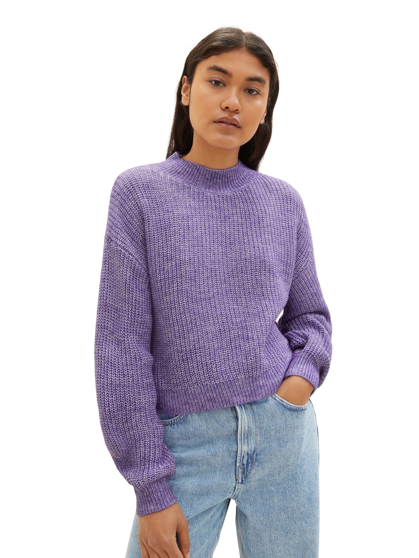 Mehrfarbiger Strickpullover mit recyceltem Polyester