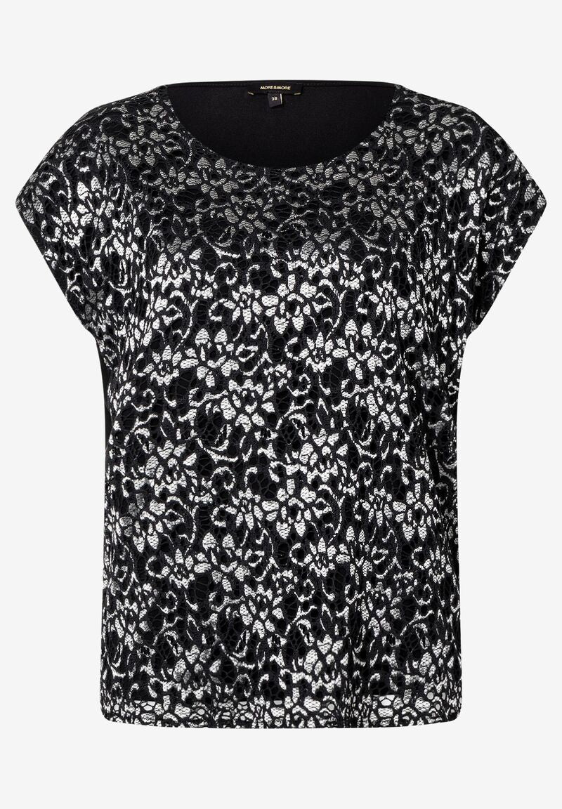 Shirt mit Spitzenfront schwarz/silber GLAM-Kollektion