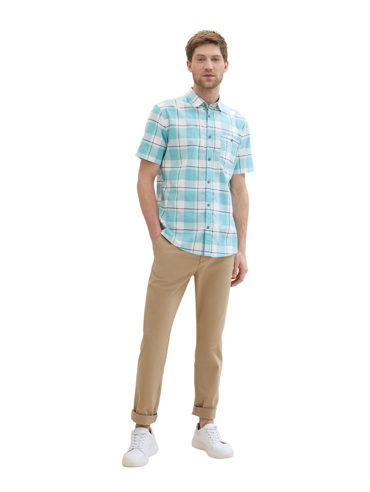 fitted checked slubyarn shirt