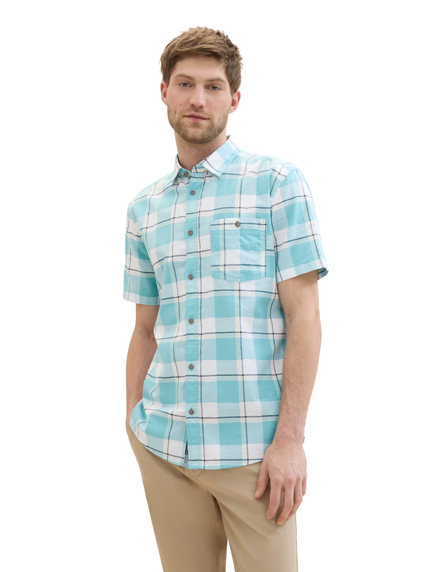 fitted checked slubyarn shirt