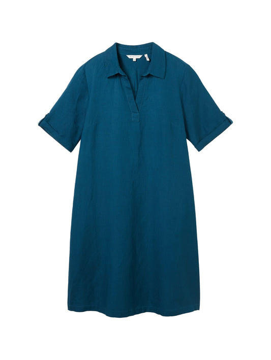 linen dress with polo collar