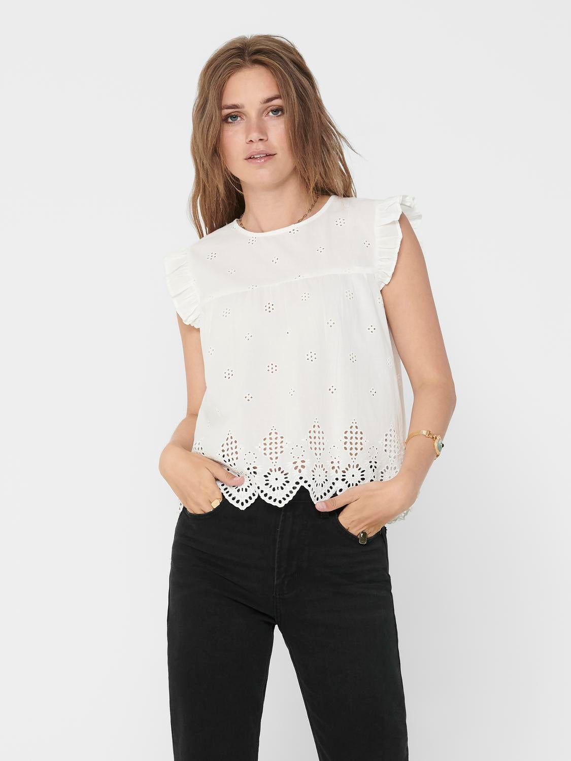 ONLSILLA S/L FRILL TOP WVN NOOS