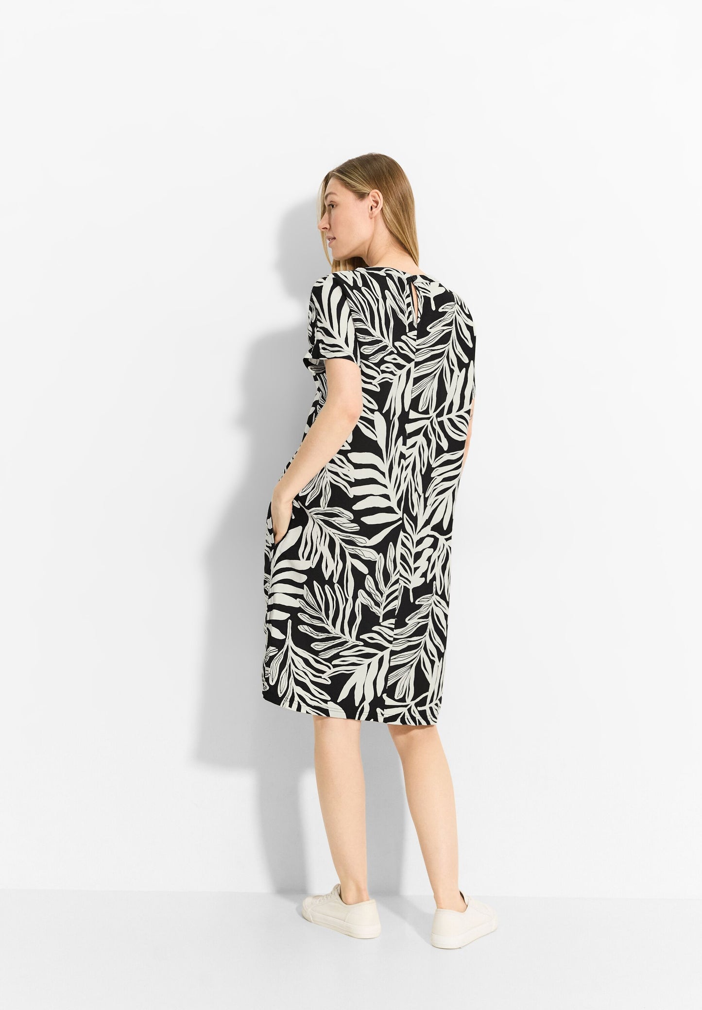 Leinenmix Print Kleid