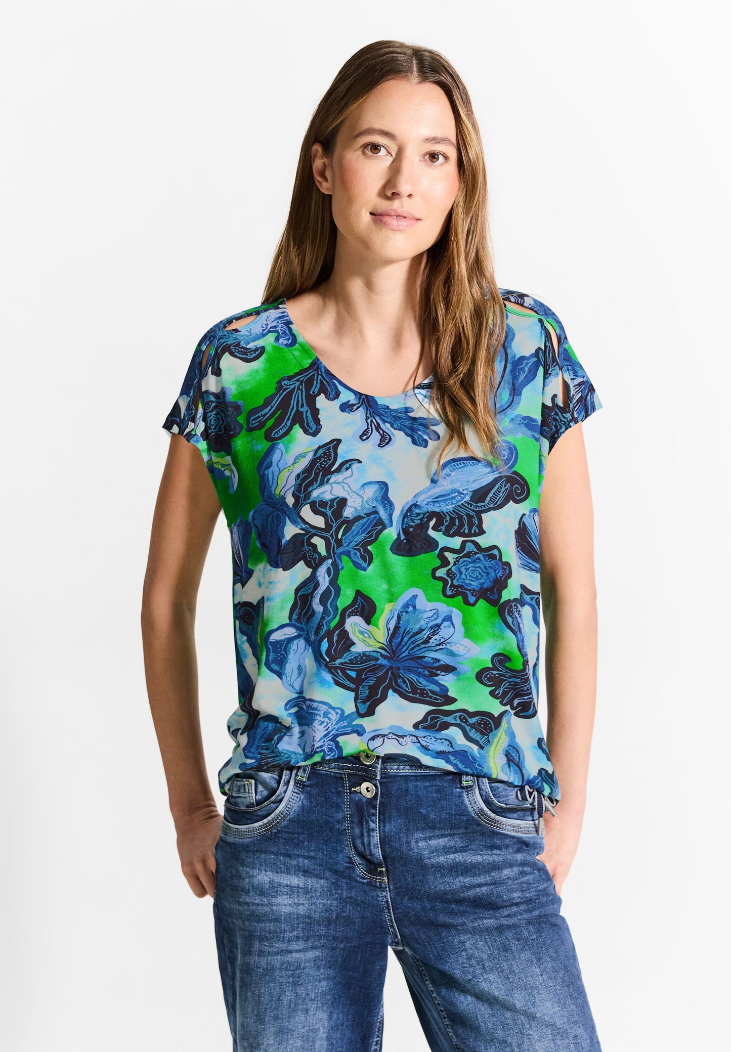 Print T-Shirt mit Cut-Out